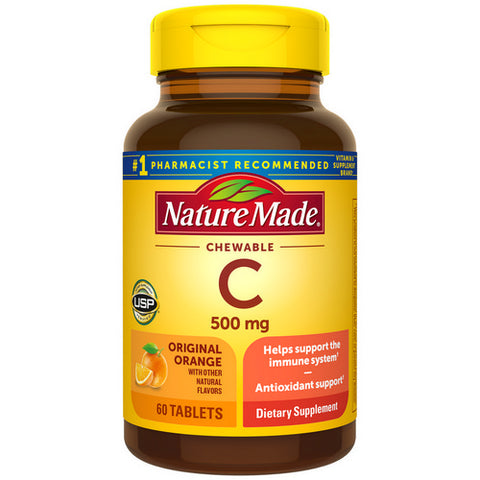 Nature Made, Nature Made Vitamin C Chewables Orange, 500 mg, 60 tabs