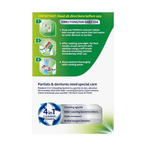 Polident, Overnight Whitening Antibacterial Denture Cleanser, 84 tabs