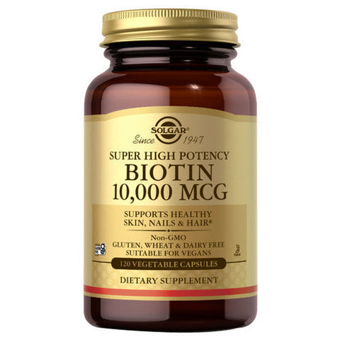 Solgar, Biotin Super High Potency, 10000 Mcg, 120 Veg Caps