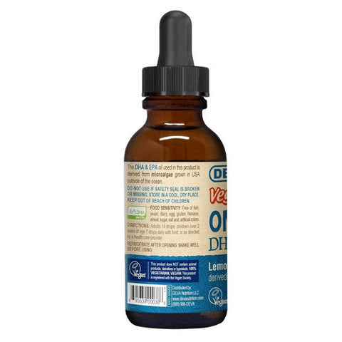 Deva Vegan Vitamins, Omega-3 Vegan Liquid DHA-EPA, Lemon Flavor 2 OZ