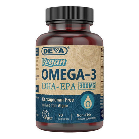 Deva Nutrition, Vegan Omega-3 DHA-EPA, 300 MG, 90 SOFTGELS