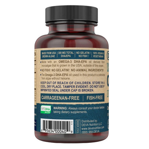 Deva Nutrition, Vegan Omega-3 DHA-EPA, 300 MG, 90 SOFTGELS Deva Nutrition