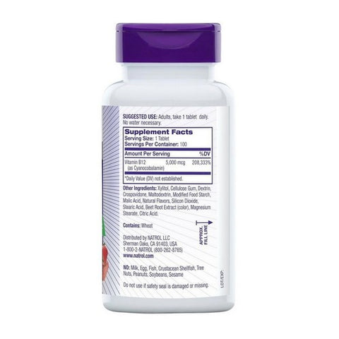 Natrol, Vitamin B12 Fast Dissolve, 5000 mcg, 100 Tabs