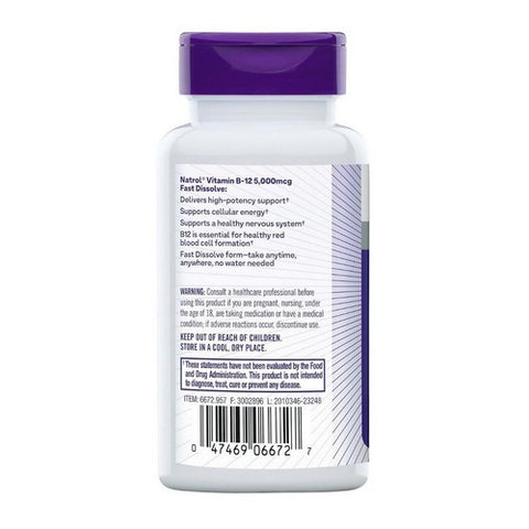 Natrol, Vitamin B12 Fast Dissolve, 5000 mcg, 100 Tabs