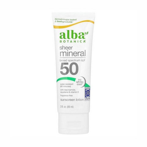 Alba Botanica, Sport Mineral Sunscreen SPF 45, 3 Oz