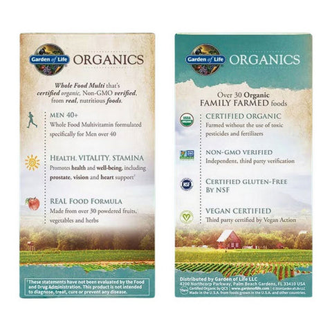 Garden of Life, Organics Mens 40 Plus Multi, 120 Tabs