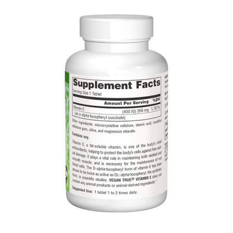 Source Naturals, Vegan True Vitamin E D-Alpha Tocopheryl Succinate, 400 IU, 50 Tabs