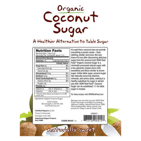 Now Foods, Organic Coconut Sugar, 16 Oz
