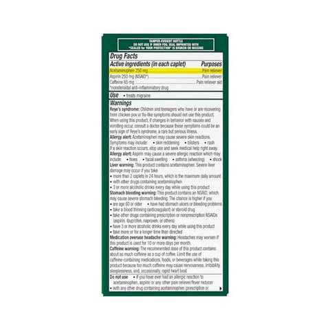 Novartis Consm Hlth Inc, Excedrin Migraine Caplets, 100 Caps