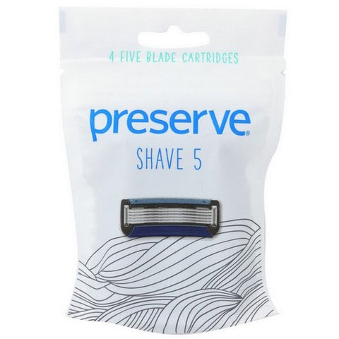 Preserve, Shave 5 Blade Cartridges, 4 Count