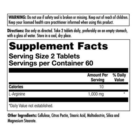 Kal, L-Arginine SR, 1,000 mg, 120 Tabs Kal