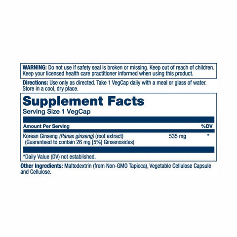 Solaray, Korean Ginseng Root Extract, 535 mg, 60 Caps
