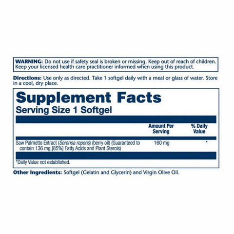 Solaray, Saw Palmetto Berry Extract, 160 mg, 30 Softgels
