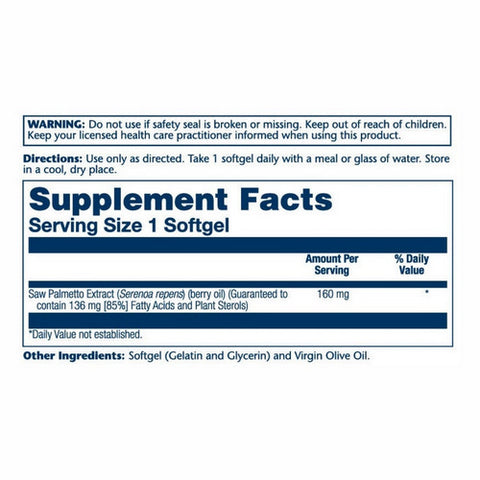 Solaray, Saw Palmetto Berry Extract, 160 mg, 60 Softgels