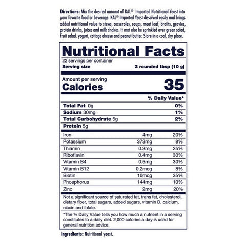 Kal, Imported Fine Flakes Yeast, 14.8 oz