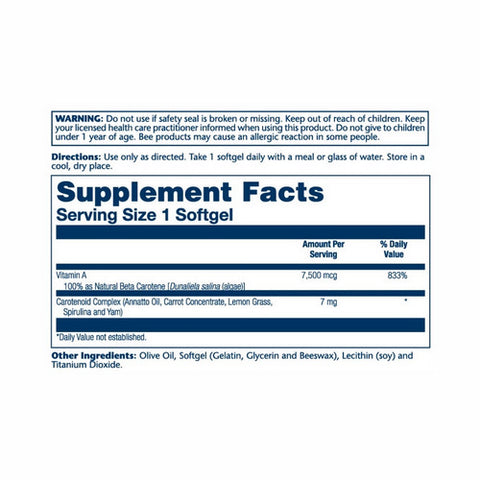 Solaray, Food Carotene, 25,000 IU, 100 Softgels