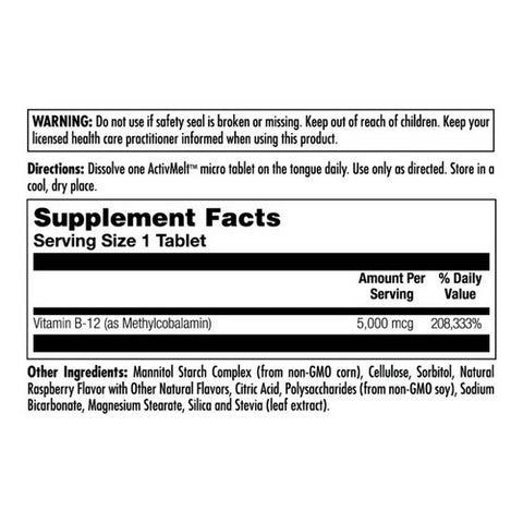 Kal, Ultra B-12 Methylcobalamin ActivMelt, 5,000 mcg, 90 Tabs