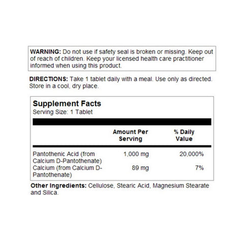 Kal, Pantothenic Acid, 1,000 mg, 50 Tabs