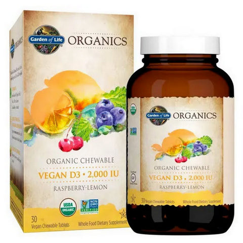 Garden of Life, Vegan D3, 2,000 IU, Raspberry-Lemon 30 Chews