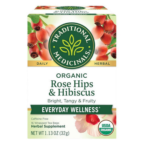 Traditional Medicinals, Organic Rose Hips With Hibiscus Tea, 16 Bags