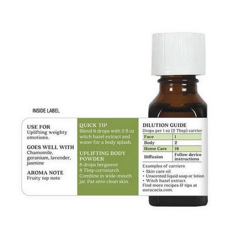 Aura Cacia, Essential Oil Bergamot-Bergaptene Free, (citrus bergamia) 0.5 Fl Oz