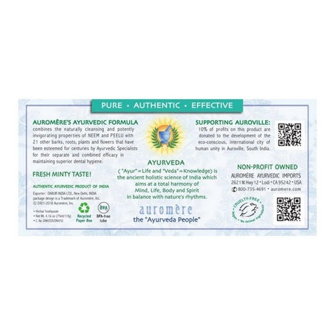 Auromere, Ayurvedic Herbal Toothpaste, Freshmint 4.16 Fl Oz