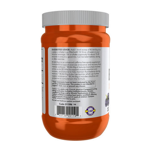 Now Foods, BCAA Big 6, Grape Flavor 600 Grams