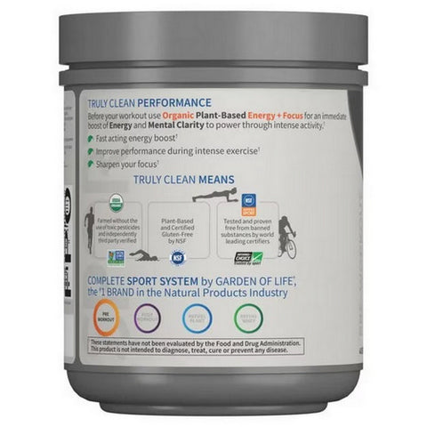 Garden of Life, Sport Organic Plant-Based Energy + Focus Blackberry Cherry, Blackberry Cherry 8.1 Oz