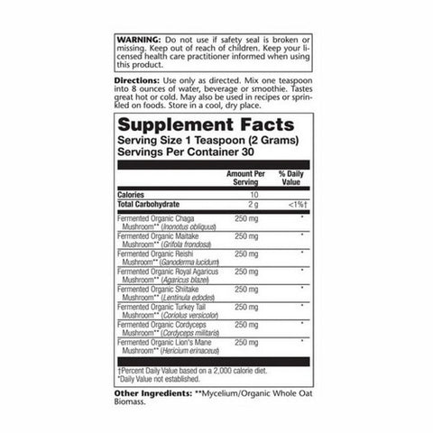 Solaray, Organic Fermented Mushroom Complete, 2000 mg, 60 Grams