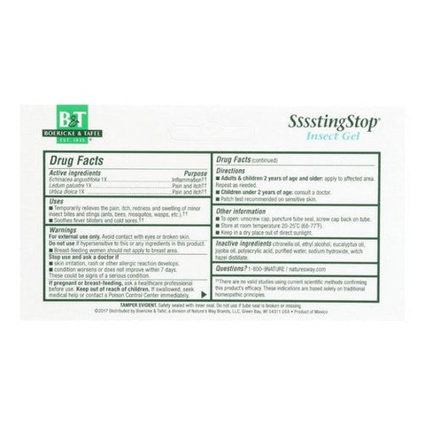 Boericke & Tafel, Sting Stop Soothing Gel, 2.75 Fl Oz Boericke & Tafel