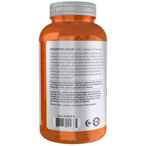 Now Foods, Arginine Citrulline, 500 mg, 240 Veg Caps