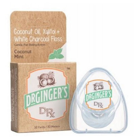 Xylitol White Chercoal Floss with Coconut Oil 30 Yard by Dr.Ginger's