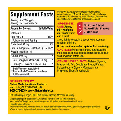 Nature Made, Nature Made Fish Oil Liquid Softgels, 150 Caps