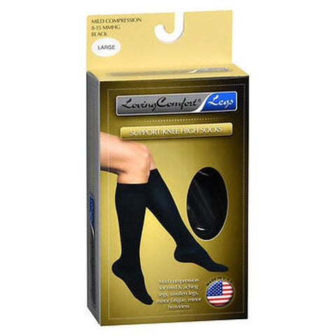 Loving Comfort, Support Knee High Socks Mild Compression Large Black, 1 Each