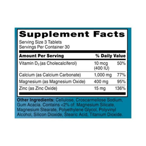 21st Century, Calcium Magnesium Zinc Plus D3, 90 Tabs 21st Century