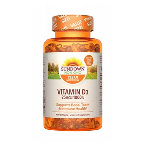Sundown Naturals, Sundown Naturals Vitamin D3 Softgels, 1000 IU, 400 Caps