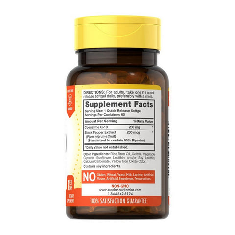Sundance, Absorbable CoQ10 Plus Quick Release Softgels, 200 mg, 60 Tabs