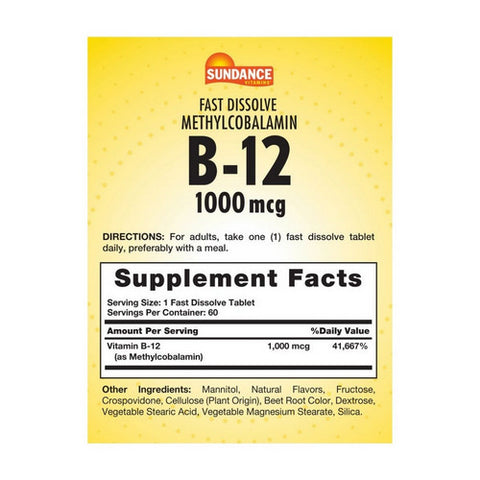 Sundance, B-12 Fast Dissolve Tablets, 1000 mcg, 60 Tabs