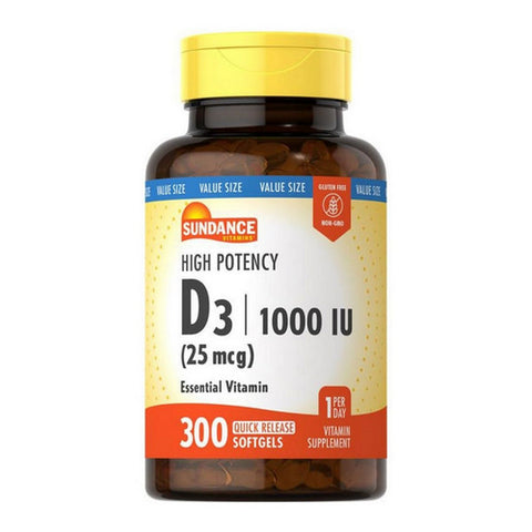 Sundance, D3 Quick Release Softgels, 1000 IU, 300 Tabs