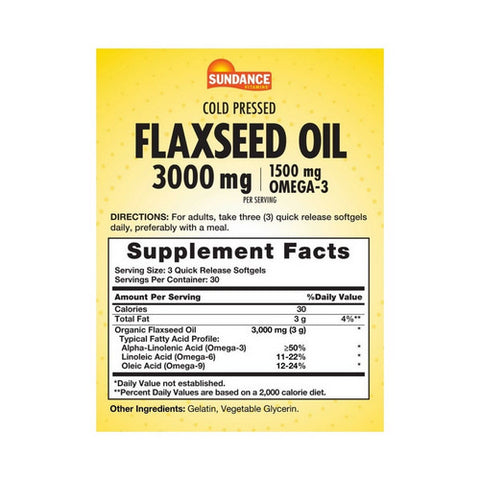 Sundance, Vitamins Flaxseed Oil Softgels, 1000 mg, 90 Tabs