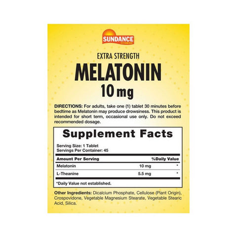 Sundance, Melatonin Tablets, 10 mg, 45 Tabs
