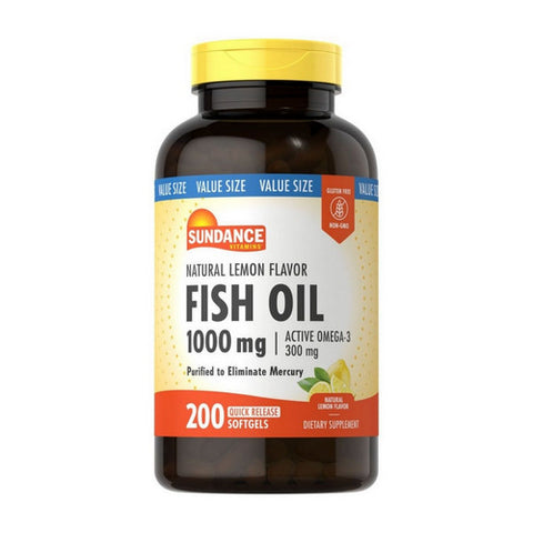 Sundance, Vitamins Fish Oil - Omega-3 Softgels Natural Lemon Flavor, 1200 mg, 200 Caps