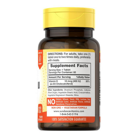 Sundance, Vitamins High Potency D3 Vitamin Tablets, 400 IU, 60 Tabs