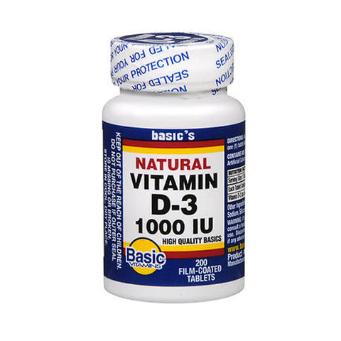 Basic Vitamins, Vitamin D-3, 1000 IU, 200 Tabs