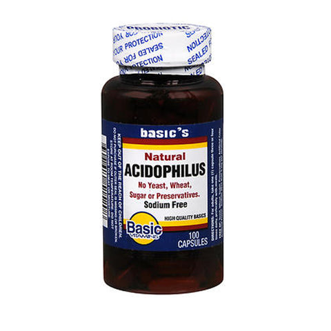 Basic Vitamins, Natural Acidophilus Capsules, 100 Caps