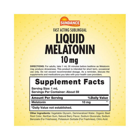 Sundance, Liquid Melatonin, 10 mg, Natural Berry Flavor 2 Oz