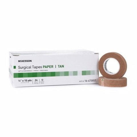 McKesson, Medical Tape McKesson Paper 1/2 Inch X 10 Yard Tan NonSterile, Box Of 24