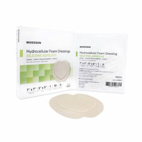 McKesson, Foam Dressing 7 X 7 Inch With Border Film Backing Silicone Gel 4845, Case Of 20