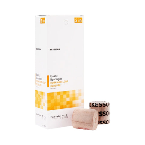 McKesson, Elastic Bandage 2 Inch X 5 Yard Single Hook and Loop Closure Tan 052, Case Of 5