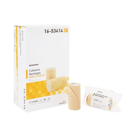 McKesson, Cohesive Bandage 4 Inch X 5 Yard Self-Adherent Closure Tan 16-53414, Count of 18 McKesson